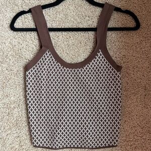 Abercrombie & Fitch Brown and White Textured Tank Top